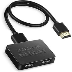 HDMI skirstytuvas, 4K HDMI skirstytuvas 1 iš 2 išvesties vienu metu【Tiesiog dubliuoti】 Palaiko 4K@30HZ, 3D, 1080P, HDCP, UHD, HDMI skirstytuvą 1 in 2 Out, skirtą Firestick Xbox360 PS4 PS3 Roku su 1.2M HDMI C