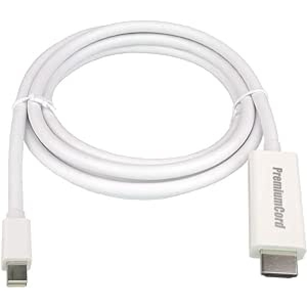 PremiumCord Mini DisplayPort uz HDMI M/M 5 m Mini DP adaptera kabelis, kas saderīgs ar video Full HD 1080p Dolby True HD White