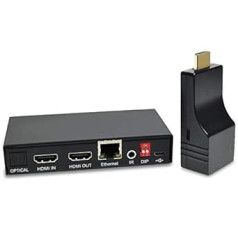 DDMALL 4K HDMI plėstuvas palaiko vietinę kilpą, iki 70 m esant 4K @ 60Hz per CAT5e/CAT6 kabelį, HDR, HDCP 2.2/1.4, HDMI 2.0, palaiko SPDIF ir analoginį garsą, kompaktiškas dydis, HE-35