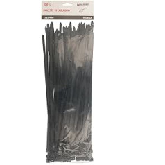 Kabelbinder aus Nylon 6,6, Größe 7,5 x 370 mm, Farbe schwarz, 100 Stück