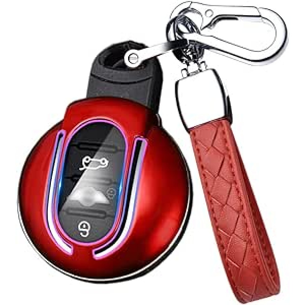 HIBEYO Smart Car Key Case Piemērots Mini aizsargmaciņam Mini F54 F55 F56 F57 F60 Cooper Clubman Convertible Cover Cover Key Case Remote Control Key Box Red