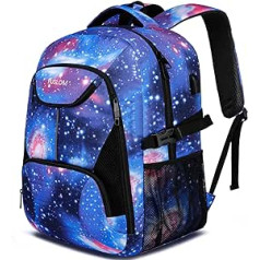 PUSLOM School Backpack Boys Teenagers, School Bag for Boys Girls Laptop Backpack 17.3 Inch Laptop Bag with USB Charging Port, Waterproof Work Large Backpack for Hiking Travel Camping College