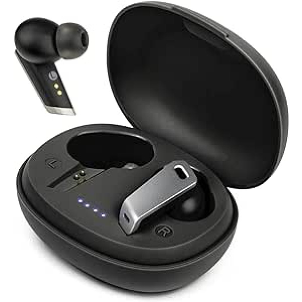 Holiper bezvadu Bluetooth austiņas, ieliekamas austiņas ar mikrofonu, bezvadu austiņas IPX7 ūdensizturīgas, viedā pieskāriena vadība, bezvadu austiņas ar austiņām, melnas