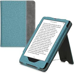 kwmobile Amazon Kindle Paperwhite (11 Gen – 2021) atverčiamas dėklas – riešo dirželis – dirbtinės odos zomšos dangtelis, benzininis tamsiai pilkas