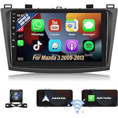 2 + 32G 2 DIN Android 13 automašīnas radio priekš Mazda 3 2009 2010 2011 2012 2013 ar Carplay & Android Car, 9 collu skārienekrāna automašīnas radio uztvērējs ar Bluetooth WiFi GPS FM/RDS HI-FI SWC + AHD aizmugures skats