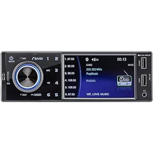 Caliber Car Radio Bluetooth - Auto Radio Bluetooth USB - DAB+ / FM - 1 DIN Radio Car Radio ar Bluetooth brīvroku komplektu - Melns