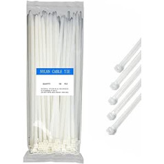 500 x EWANTO Cable Ties Set, Length 300 mm, Width 3.6 mm, Colour White Nylon Cable Ties for Organising Household, Garden and Workplace Tidy, Cable Tie, Zip Tie Set, Cable Ties, Durable