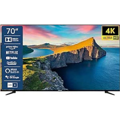 Telefunken QU70L800 70 collu QLED televizors / viedais televizors (4K UHD, HDR Dolby Vision, trīskāršs uztvērējs, WiFi, Netflix, iebūvēts Alexa, UVM) — iekļauts 6 mēnešu HD+, melns