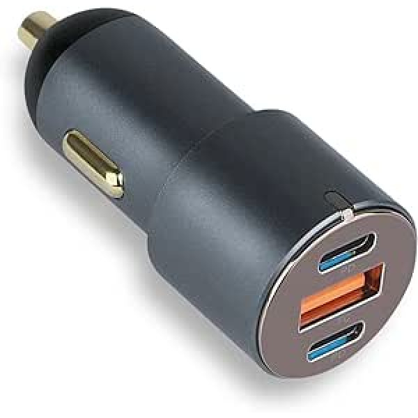 FONTASTIC Moc60 automašīnas lādētājs cigarešu šķiltavas USB-C automašīnas lādētājs ar 2 x USB Type C PD un 1 x USB-A FC portu, USB adaptera automašīnas ātro lādētāju mobilajam tālrunim