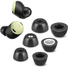 Atmiņas putu padomi Google Pixel Buds Pro, neslīdošas nomaiņas austiņas Google True bezvadu austiņām, iederas uzlādes futrālī, 3 pāri (dažādi izmēri, melns)