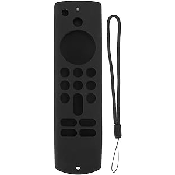 Tālvadības pults silikona futrālis ar auklu, neslīdošs silikona futrālis Fire TV Stick, neslīdošs silikona aizsargvāciņš (melns)