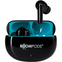 Boompods Skim True bezvadu Bluetooth austiņas, bezvadu austiņas, TWS ieliekamās austiņas ar ENC mikrofonu, IPX4 aizsardzības ausu uzgaļi, līdz 20 stundām atskaņošanas laiks, melns