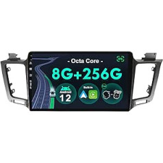 BXLIYER —[8G + 256G, 8 kodolu] Android 12 IPS automašīnas radio, kas paredzēts Toyota RAV4 (2013-2018) — bezvadu CarPlay/Android Car/DSP — LED kamera un mikrofons — 10,1 collas 2 DIN — DAB stūres vadība Fast Boot 360 -KAM