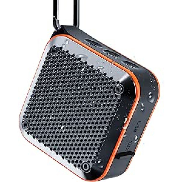 Pārnēsājams Bluetooth skaļrunis, mazs pārnēsājams bezvadu skaļrunis, 8 stundu stereo atskaņošanas TWS, IPX7 ūdensizturīgs, piemērots dušai, āra ceļojumiem, ballītēm, pludmales laivai, kempingam (oranžs)