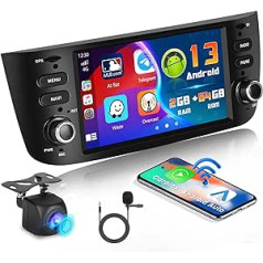 2G + 64G Android 13 automašīnas radio, kas paredzēts Fiat Punto (2010-2016)/Linea (2012-2015) bezvadu radio Apple CarPlay Android Car Bluetooth 6,2 collu ekrāns automašīnas radionavigācija atpakaļskata kamera HiFi WiFi FM RDS SWC