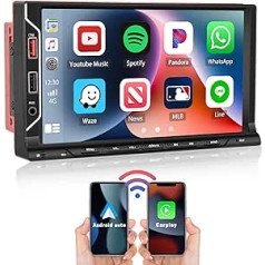 [Jaunākais] CAMECHO multivides uztvērējs 2 DIN ar bezvadu Apple CarPlay Android automobili, 7 collu skārienekrāns ar spoguļa saiti Bluetooth FM USB