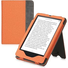 kwmobile Amazon Kindle Paperwhite (11. paaudze — 2021. gads) pārvelkamais futrālis — plaukstas siksniņa — vāks mākslīgās ādas zamšādas izskats, oranžs, tumši pelēks