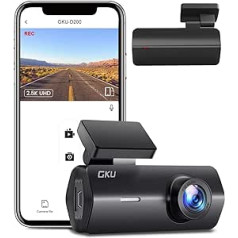 GKU Dash Cam automašīnas priekšpuse, 2,5 K 1600P WiFi automašīnas kamera, 170 ° platleņķa mini priekšējā paneļa kamera automašīnām, WDR, Super Night Vision, G sensors, parkošanās uzraudzība, cilpas ierakstīšana, lietotņu vadība, m