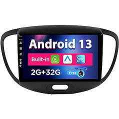 BXLIYER Android 12 IPS automašīnas radio, kas piemērots Hyundai I10 (2007-2013) - Iebūvēts CarPlay/Android Car - Bezmaksas atpakaļgaitas kamera - 2G + 32G - Stūres vadība DAB Fast-Boot BT WiFi DSP - 2 DIN 9