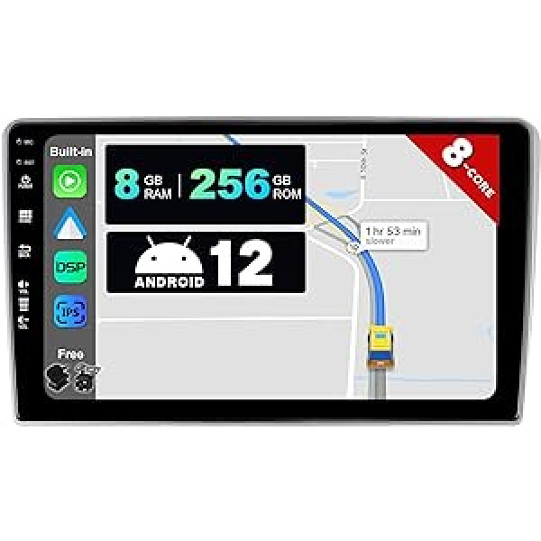 BXLIYER —[8G+256G, 8 kodolu] Android 12 IPS automašīnas radio, kas paredzēts Toyota Avensis (2002.–2008. gads) — bezvadu CarPlay/Android Car/DSP — LED kamera un mikrofons — 9 collu 2 DIN — DAB stūres vadība Fast Boot 360 -KAM