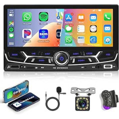 Hodozzy dubultā DIN automašīnas radio Apple CarPlay Android Car 6,86 collu HD skārienekrāns 2 DIN ekrāns Bluetooth stereo automašīnas multivides MP5 atskaņotājs Mirrorlink FM radio/C tipa/USB/TF/AUX SWC atpakaļgaitas kamera