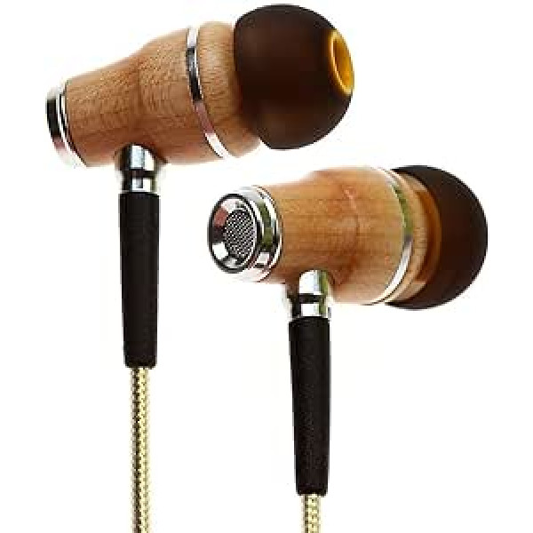 Simfonizēts NRG 2.0 Premium IN Ear KOPFHÖRER Ohrhörer aus edlem Holz und Mikrofon - Geräuschisolierende Ohrstöpsel für Zuhause und Unterwegs, perfekt zum Musikhören vai beim Sport (zelts)