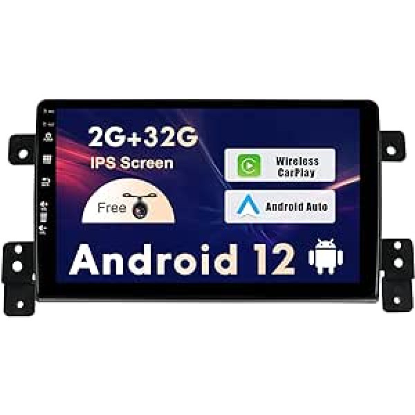 SXAUTO Android 12 IPS automašīnas radio, kas piemērots Suzuki Grand Vitara (2005-2015) - Iebūvēts Carplay/Android Car - Bezmaksas atpakaļgaitas kamera - 2G + 32G - Stūres vadība DAB WiFi Fast Boot 4G - 2 DIN 9