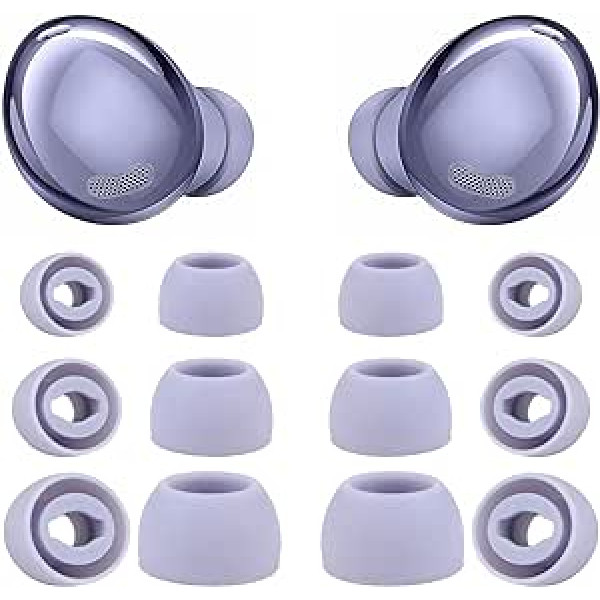 BOZILY 12 pack silikona austiņas, kas paredzētas Samsung Galaxy Buds Pro, trokšņus mazinošs caurumu izolējošs vāciņš, neslīdošs austiņu uzgaļu nomaiņa austiņu uzgaļu nomaiņai (S, M, L, violeta)