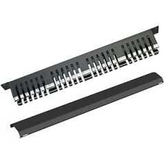 1U Cable Management Rack with Mounting Screws, 24 Slot/48 Ports Metal Finger Channel Wire Organiser with Cover