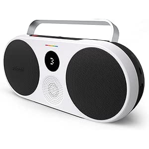 Polaroid P3 mūzikas atskaņotājs (melns) — retrofutūristisks Boombox bezvadu Bluetooth skaļrunis, uzlādējams ar dubultu stereo savienošanu pārī