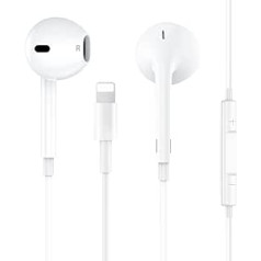 iPhone austiņām【Apple MFi sertificētas】In-Ear austiņas ar vadu stereo skaņu, Lightning austiņas ar skaļuma regulēšanu un mikrofonu, trokšņu izolācijas slāpēšanu, savietojams ar