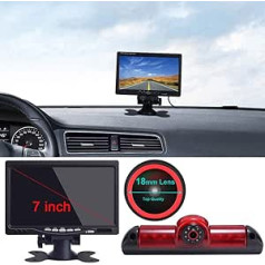 „Dynavsal Super HD“ atbulinės eigos kameros rinkinys: 7 colių TFT LCD spalvotas automobilio monitorius + 170° itin plataus kampo stabdžių žibinto atbulinės eigos kamera, skirta Fiat Ducato X250 / Peugeot Boxter / Citroen trumpiklis / transporte