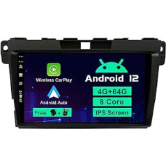 BXLIYER Android 12 IPS automašīnas radio, piemērots Mazda CX-7 (2008-2015) - Iebūvēta Carplay/Android Car/DSP - LED kamera + MIC - 4G + 64G - DAB 360 kameras stūres vadība Fast Boot WiFi AHD - 2 DIN