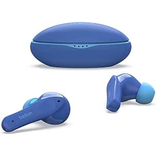 Belkin SOUNDFORM nano Bluetooth austiņas bērniem, bezvadu, 85 dB ausu aizsardzības ierobežotājs, tiešsaistes apmācība, skola, IPX5 sertificēts, 24 stundas — zilas, viens izmērs, PAC003btBL