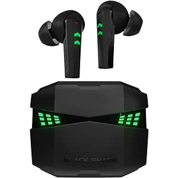 Black Shark Bluetooth austiņas ar 0,035 s īpaši zemu latentumu, bezvadu spēļu austiņas ar Bluetooth 5.2, dubulti vides trokšņu slāpēšanas mikrofoni, IPX5 ūdensizturīgs, 26 h klausīšanās laiks