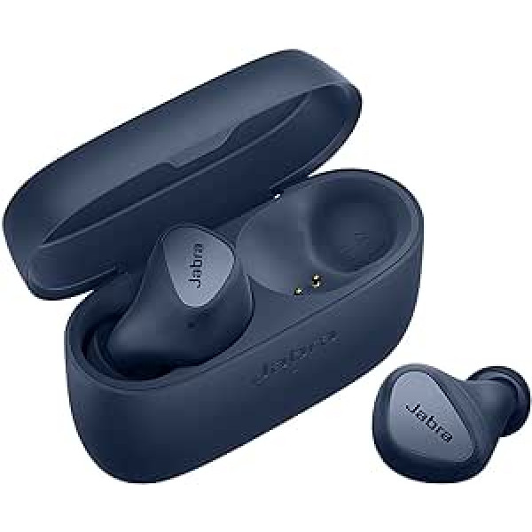 Jabra Elite 4 bezvadu aktīvās trokšņu slāpēšanas austiņas — ērts Bluetooth ar Spotify pieskārienu atskaņošanu, Google ātro pārī, Microsoft Swift pārī un daudzpunktu — tumši zils