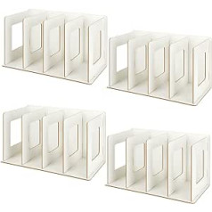 CYEER Pack of 4 Wooden CD Rack Desktop Book Storage Shelf Stand Book Rack DVD Stand Perfect Shelf Storage & Organisation for CD DVD Books and Magazines (White)