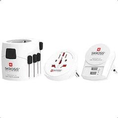 SKROSS | 1,302521 | Pro + USB (2xA) | Universālais ceļojumu adapteris + USB (2xA) 2.4A - Spriegums un jauda: 100V - 250V / 1750W - Aizsardzība pret elektrisko triecienu