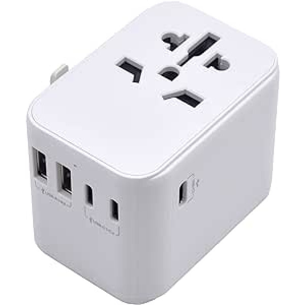 Ewent ceļojumu adapteris visā pasaulē, universālais ceļojumu adapteris, universālais ligzdas adapteris ar 2 USB un 3 tipa C pieslēgvietām, ceļojumu spraudnis Vācijai, Anglijai, ASV, Austrālijai un vairāk nekā 224 valstīm, bērns