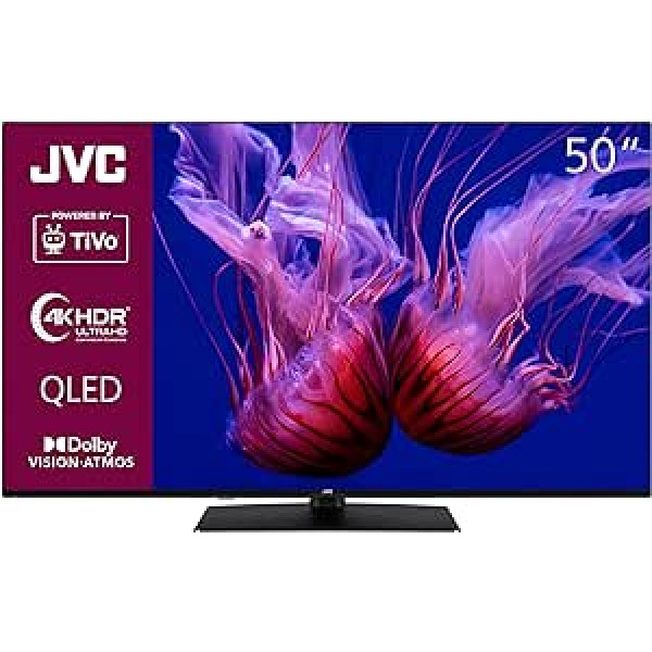 JVC 50 collu QLED televizors/Tivo viedais televizors (4K UHD, HDR Dolby Vision, Dolby Atmos, MEMC, trīskāršs uztvērējs) LT-50VUQ3455 [2024]