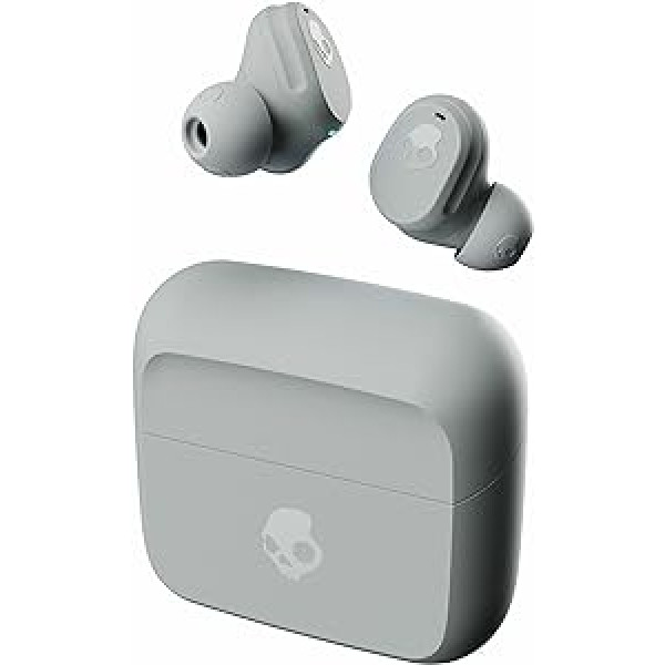 Skullcandy Mod bezvadu in-ear austiņas, 34 stundu akumulatora darbības laiks, mikro, saderīgas ar iPhone, Android un Bluetooth ierīcēm — pelēks/zils