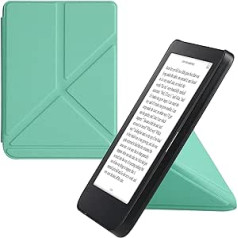 kwmobile Case Compatible with Kobo Clara 2E / Tolino Shine 4 Case - Faux Leather Case - eReader Protective Case - Cover Mint Green