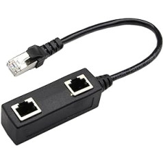 NAERSI® RJ45 Ethernet kabeļa sadalītāja tīkla adapteris, 1 vīrišķais līdz 2 sieviešu LAN Ethernet LAN tīkla paplašinājuma sadalītāja kabelis 8 kontaktu adapteris CAT8 ar 9 collu līniju (2 porti)