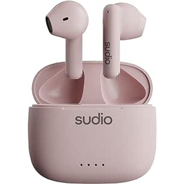 Sudio A1 Pink, Bluetooth austiņas, skārienvadība ar kompaktu bezvadu uzlādes paliktni, IPX4 aizsargātas, trokšņus caurlaidīgas austiņas ar iebūvētu mikrofonu, augstākās kvalitātes kristāla skaņa