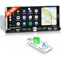 2G + 64G CAMECHO Android 13 automašīnas radio 1 DIN ar satelīta navigācijas ierīci, 6,9 collu automašīnas radio skārienjutīgs displejs ar Carplay bezvadu Android automašīnas WiFi RDS FM spoguļa savienojumu Bluetooth un USB