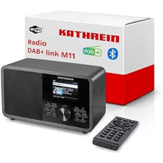 Kathrein DAB+ saite M11 I DAB Plus radio ar EWF I digitālo radio DAB+ un FM, interneta radio I WLAN radio ar Bluetooth straumēšanai, Aux 3,5 mm I DAB+ radio ar tālvadības pulti un lietotņu vadību melnā krāsā