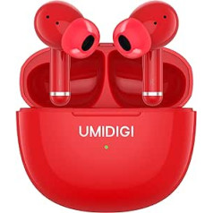 UMIDIGI Bluetooth austiņas, bezvadu austiņas, AirBuds Pro in-ear austiņas, bezvadu Bluetooth 5.1 Con 3 HD mikrofons, sporta in-ear, IPX5 ūdensizturīgs, atmiņas kaste ar uzlādes funkciju (sarkans)