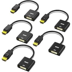 BENFEI DisplayPort to DVI Converter, 5 Pack Gold Plated DP/Display Port to DVI-D Cable HDTV Adapter Converter Male to Female