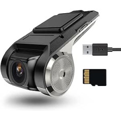 Hikity USB DVR Dash Cam Android Automašīnas Radio Ūdensnecaurlaidīga Mini Auto Kamera Automašīnas Ierakstītājs Night Vision Dash kameras cilpas ierakstīšana ar G sensora video ierakstītāju 170° platleņķis ar 32G SD karti