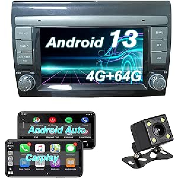 DDKUS Car Radio Stereo GPS for Fiat Bravo 2007-2012 Android 13 Octa Core 4GB RAM 64GB ROM 7 Inch Car Multimedia GPS System Support Car Mount Car TPMS OBD 4G WiFi DAB